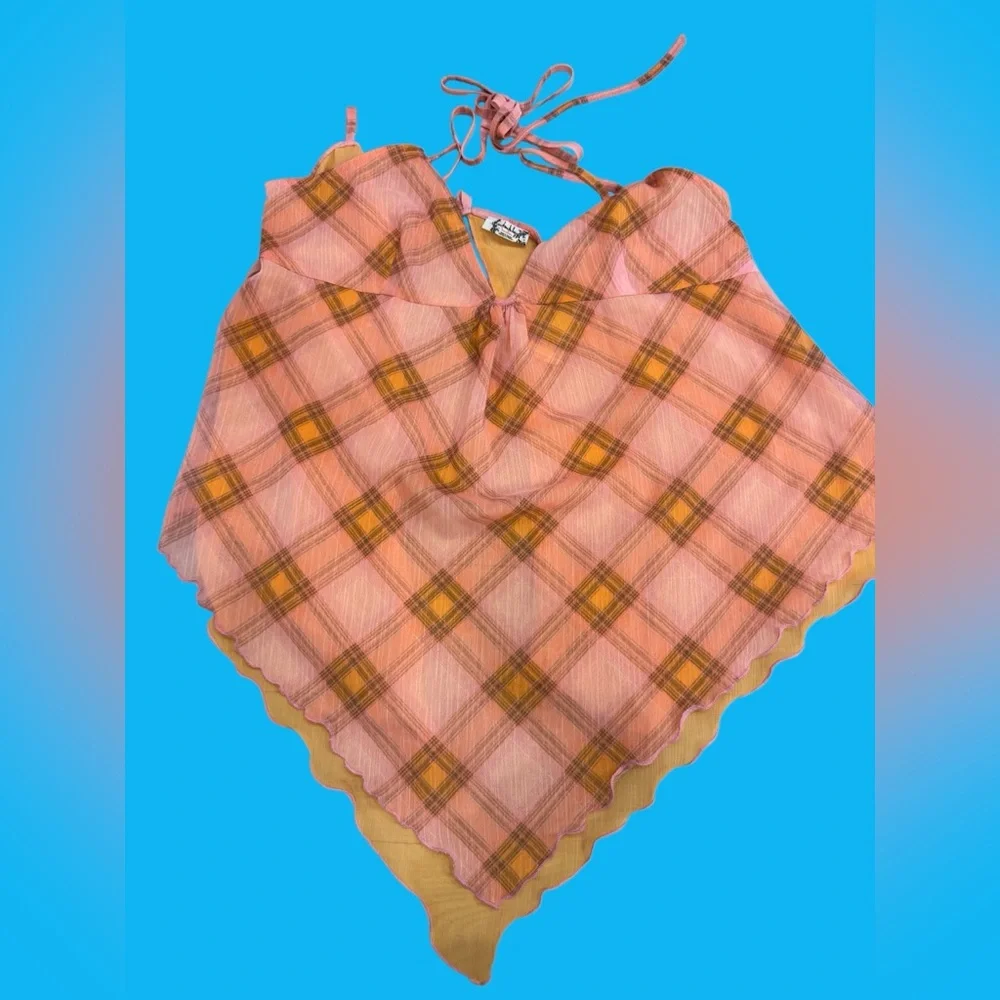 Free People Pink Plaid Spaghetti Strap Tank